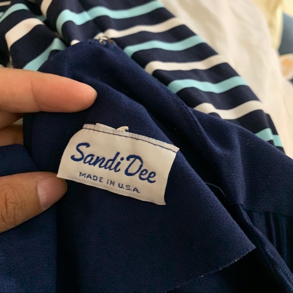 Sandi Dee dress vintage blue elastic waist size medium - Picture 5 of 6